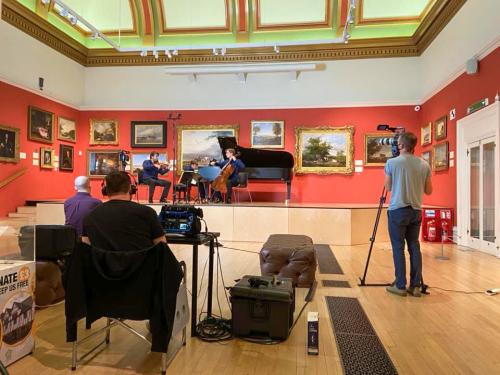 Recording classical music at the Leicester International Music Festival at Leicester museum in Leicester, UK