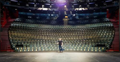 Sound recordist in large theatre Birmingham UK